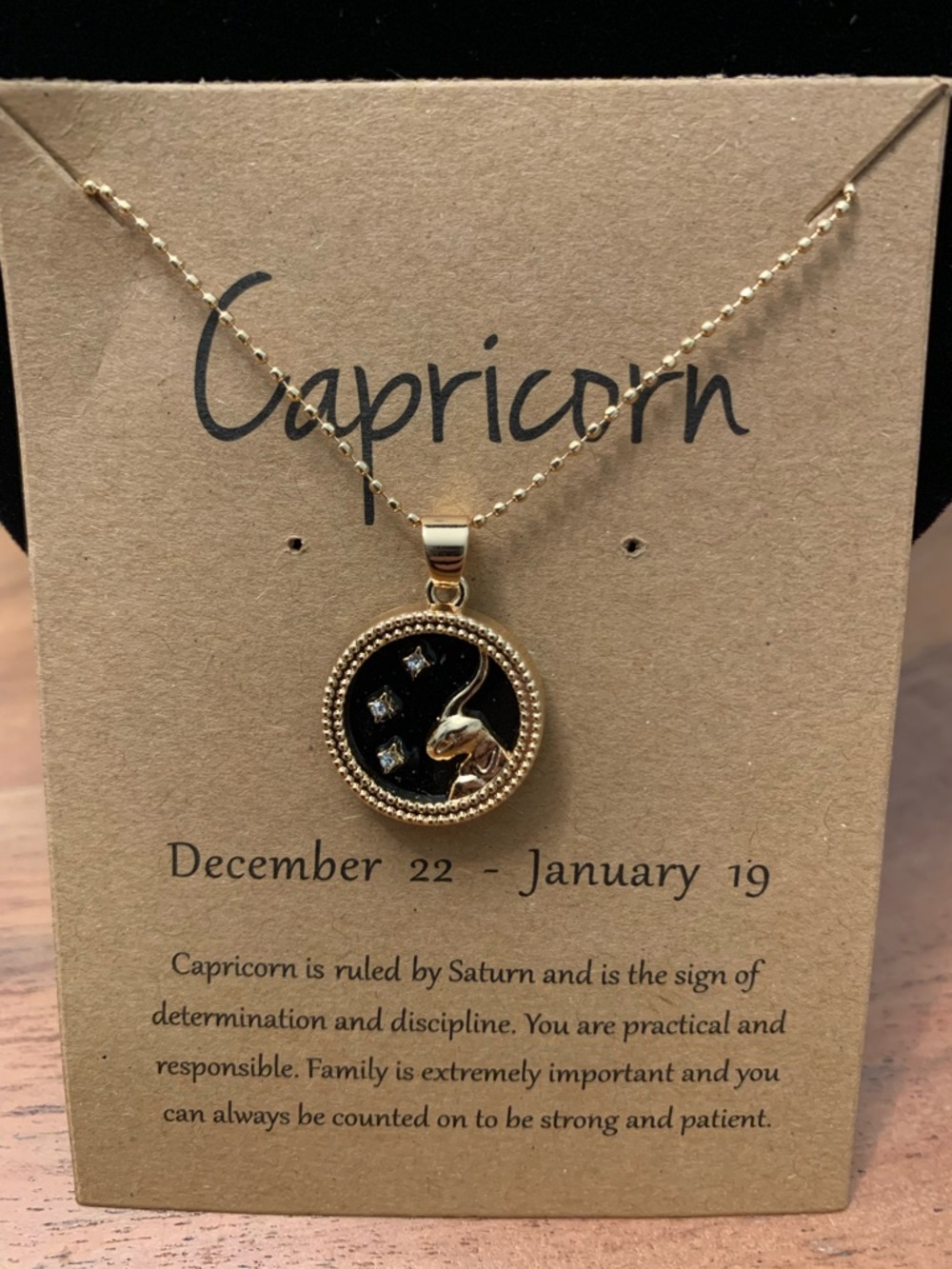 Aprico Black & Gold Capricorn Pendant Necklace